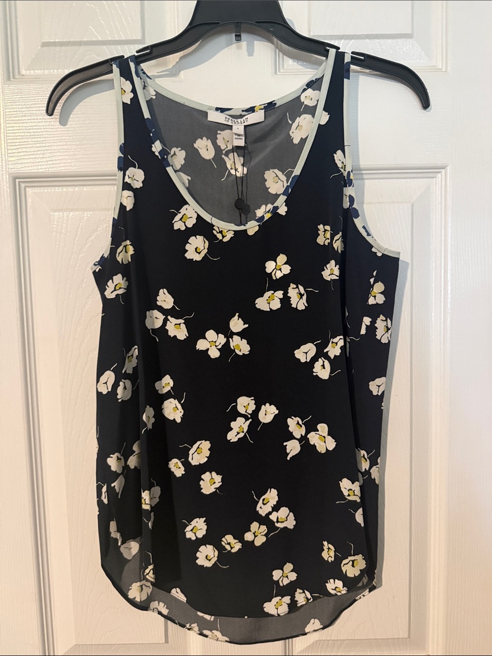 10 Crosby Derek Lam Black Floral Scoop-Neck 
Silk Camisole